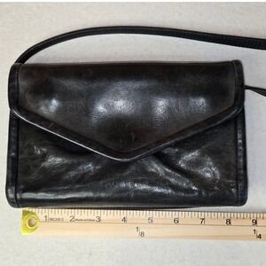 Julia Duren Black Leather Crossbody Wallet Envelope Clutch Bag USA